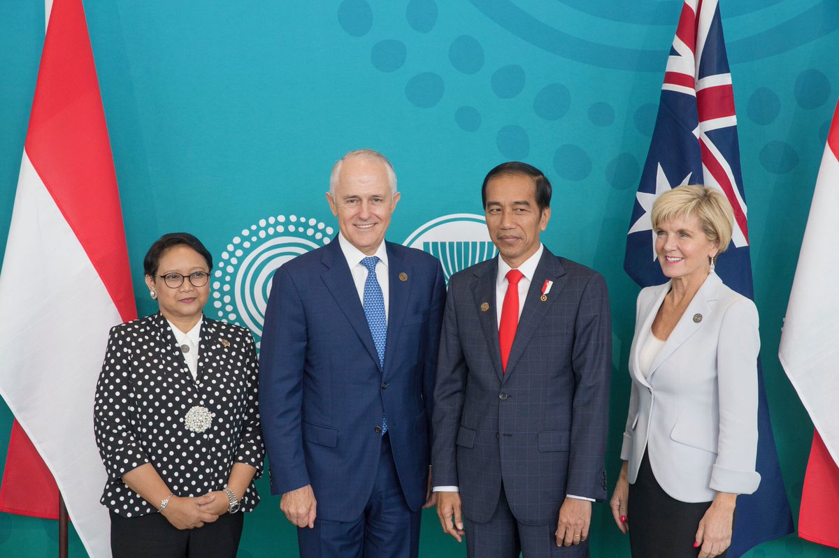 Hosting regional leaders before Australia-ASEAN Special Summit in #Sydney 🇲🇾 Malaysian Prime Minister Naji Razak, FM Dato' Sri Anifah Aman and 🇮🇩 Indonesian President Joko Widodo and FM Retno Marsudi #ASEANinAus 🇦🇺🌏