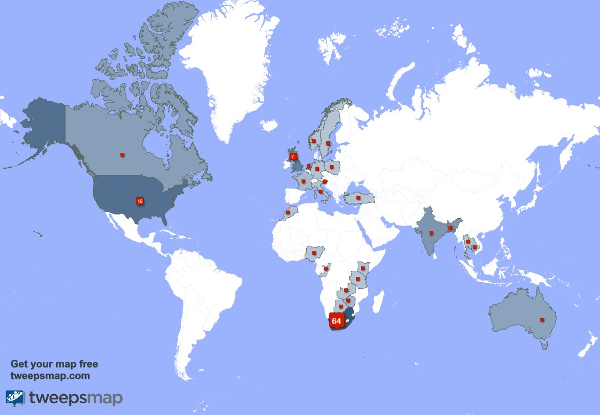 I have 11 new followers from South Africa, UK., and more last week. See tweepsmap.com/!power4uza
