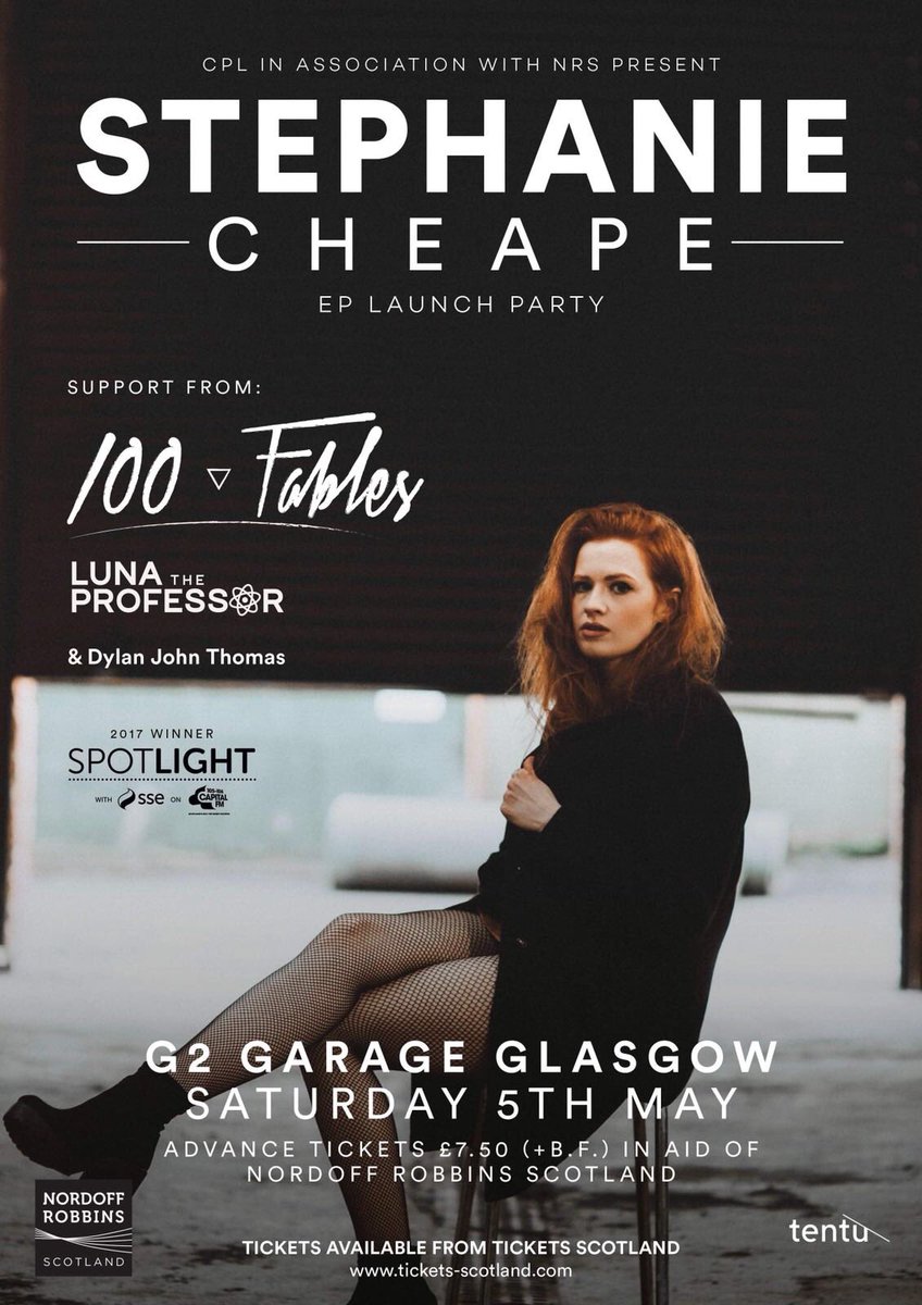 stephaniecheape's tweet photo. Buzzing to Announce my First HEADLINE Show for the release of my Debut EP! 
Wild times. @Garageglasgow @NRScot @100fables @LunaProfessor @DylanJohnT
@CapitalScotland @YourSSE @tentustudio @TicketScotland
TICKETS ON SALE NOW! 

https://t.co/mcDJ8TpigJ https://t.co/lTBfRI5qJ0