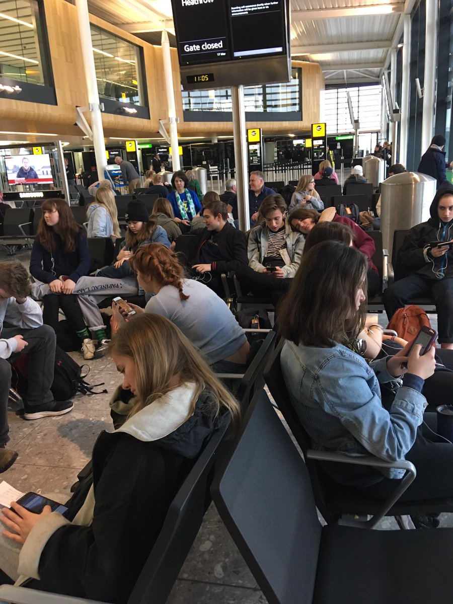 At Heathrow waiting to board for home.