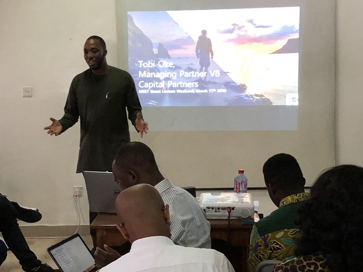 jorn_lyseggen's tweet photo. Tobi Oke founder of V8 Ventures shares his journey as engineer, consultant, entrepreneur, and investor @MESTAfrica #guestlecture https://t.co/frMAlnSguW