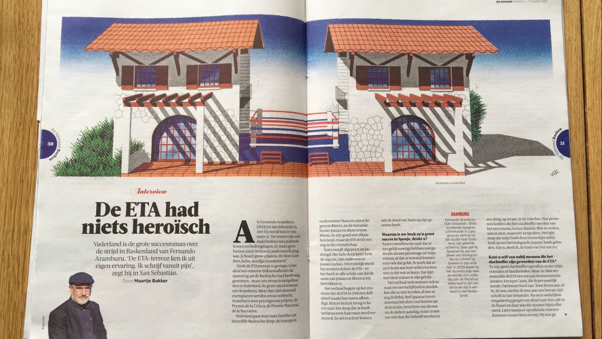 Lees het mooie interview met <a href="/FernandoArambur/">Fernando Aramburu</a> in Sir Edmund <a href="/volkskrant/">de Volkskrant</a> over o.a. het succes en de impact van zijn roman 'Vaderland' in Spanje en het ETA-terrorisme: bit.ly/2DAO5QS