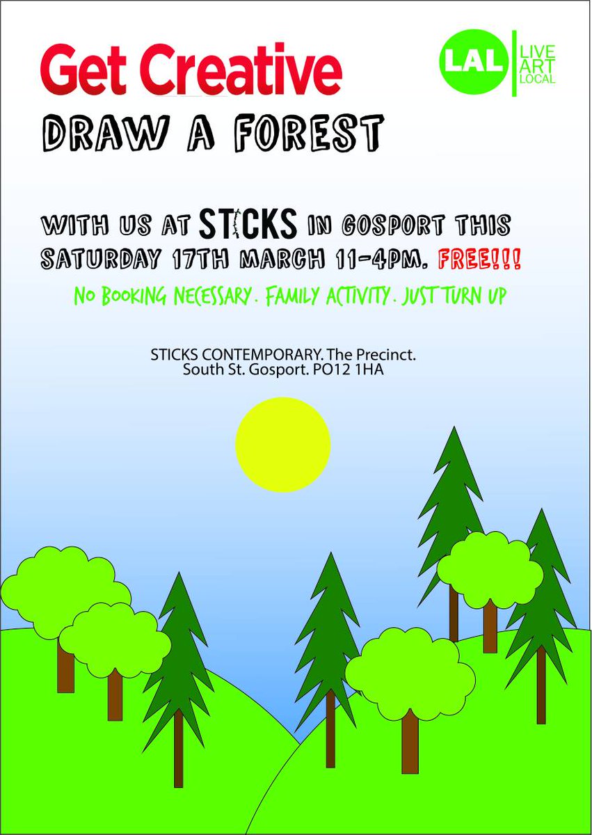 Live_Art_Local's tweet photo. We are open come down and draw a forest with us today! Find us in Gosport precinct #getcreativefestival #art #familyfriendly https://t.co/NDLblk9jFt