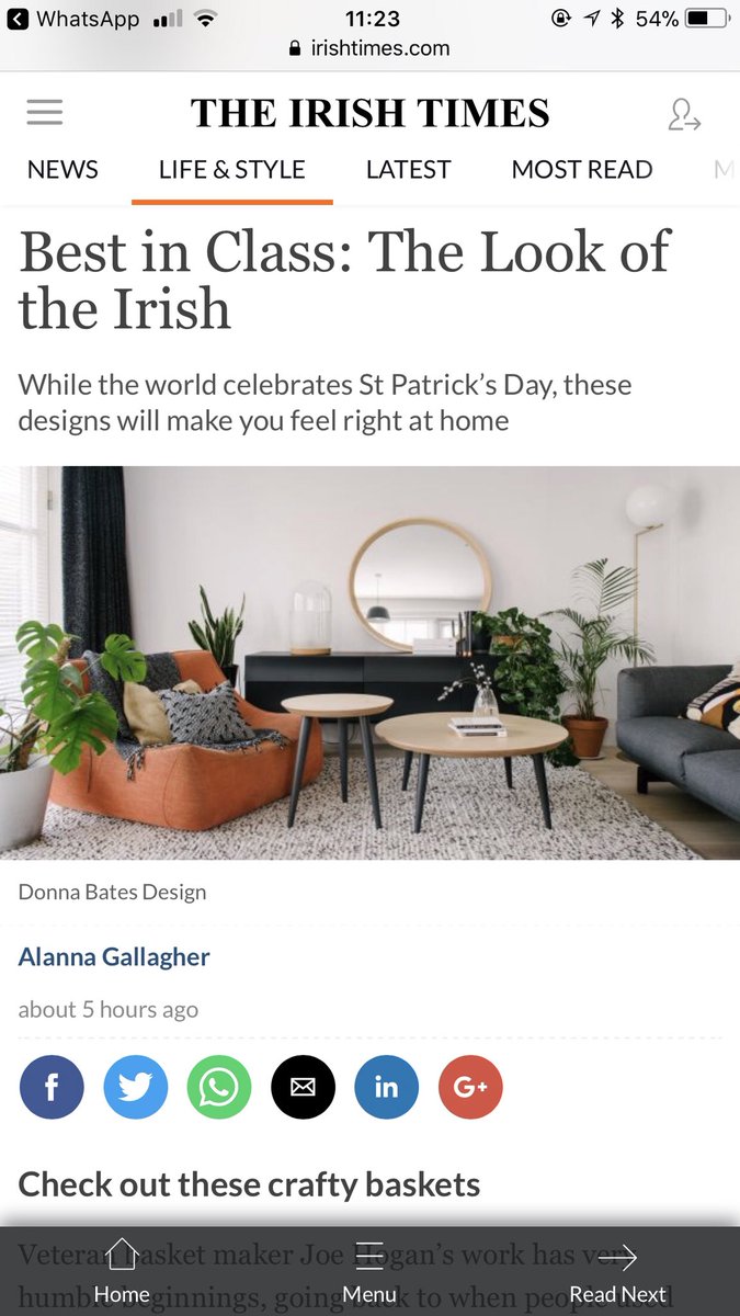 A special St Paddy’s shout out to Donna Bates Design as featured in today’s <a href="/IrishTimes/">The Irish Times</a> ☘️