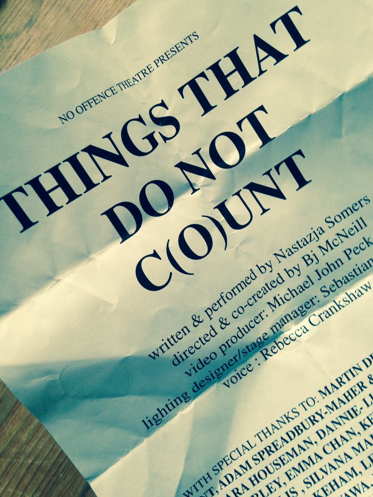 AmyLTobias's tweet photo. I was so looking forward to #ThingsThatDoNotCount and @NastazjaSomers and @beejmcneill did not disappoint. Bold, raw and moving. I left feeling inspired and buzzing from stories about the women that shape us all. Hats off to you guys - on @WaterlooEast until Sunday 🙌🏻💪🏻❤️ https://t.co/263PoZGMbe