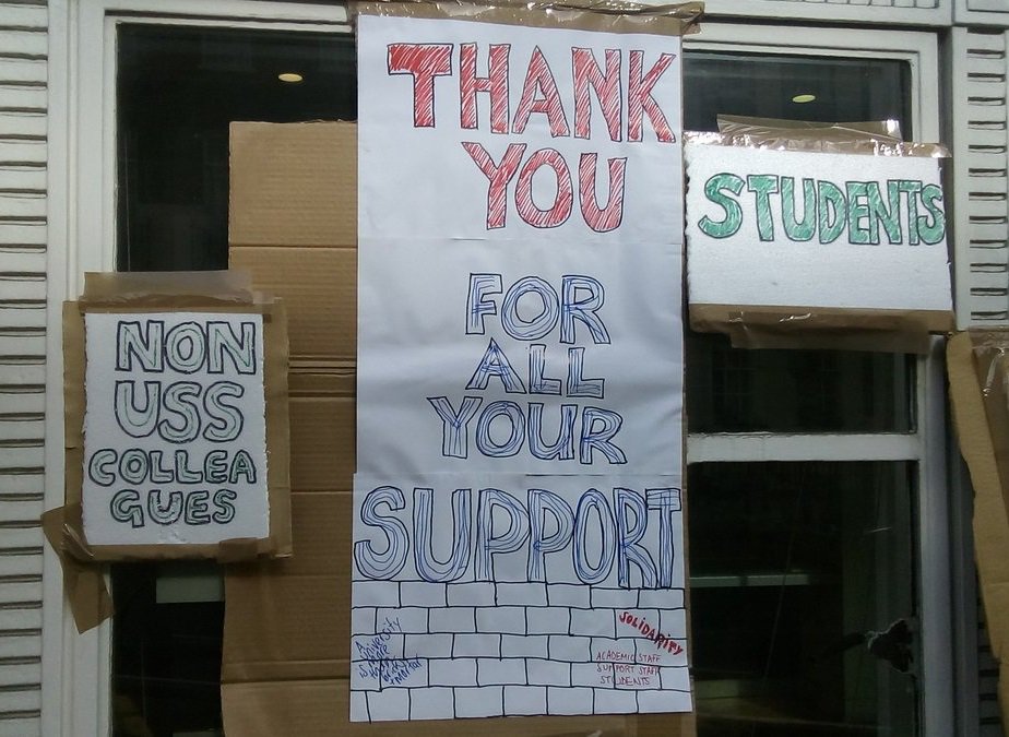 academotic's tweet photo. The latter-day cut-out folded printed pasted painted #built #environment of #Bloomsbury #london #streets #facades #bloomsburypickets #ussstrikes #ucustrike #UCLprotest #nocapitulation #whatnext #USSASOS https://t.co/Khk1pOPW9r