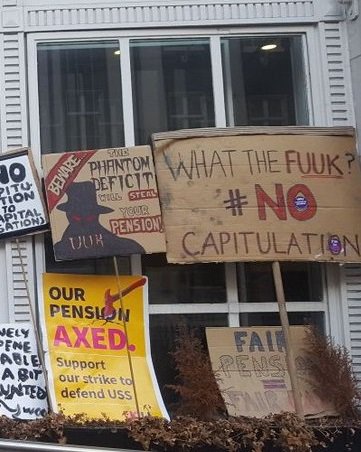academotic's tweet photo. The latter-day cut-out folded printed pasted painted #built #environment of #Bloomsbury #london #streets #facades #bloomsburypickets #ussstrikes #ucustrike #UCLprotest #nocapitulation #whatnext #USSASOS https://t.co/Khk1pOPW9r