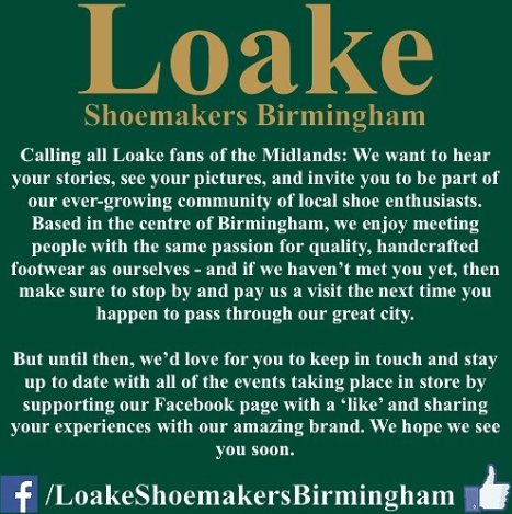 LoakeBham's tweet photo. #birmingham #westmidlands #eastmidlands #staffordshire #worcestershire #warwickshire #leicestershire #shropshire #herefordshire #derbyshire #nottinghamshire #loake #footwear #mensshoes #luxury #premium #gentleman #goodyearwelted #handcrafted #loakeshoemakers #england #englishmade https://t.co/qNxVVGeAVx