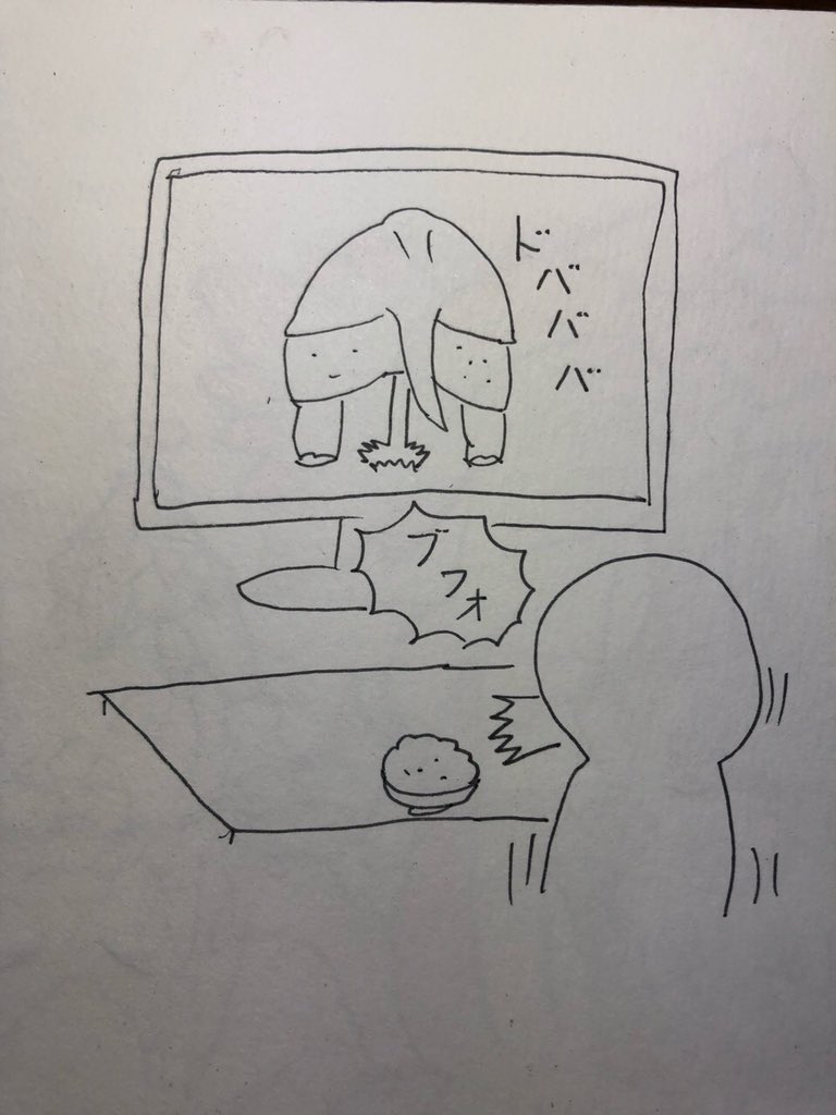 @hagukoutaross すごい勢いのサイのおしっこを見て食事中に吹き出すすうどん 