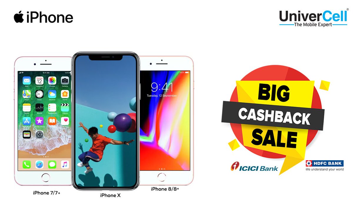 Big Cashback Sale Only at #UniverCell.
#Apple #iphonex  #iphone8 #iphone8plus  #icicibank #HDFCBANK