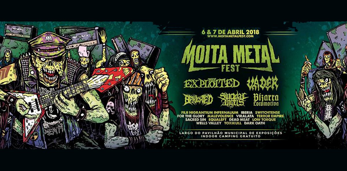 MusicaemDX's tweet photo. #Moita Metal Fest #2018, é já daqui a 3 semanas! +info em https://t.co/qjd3JQXUDU #Benighted #BizarraLocomotiva #DestaqueMDX #FiliiNigrantiumInfernalium #ForTheGlory #Ibéria #Malevolence #MoitaMetalFest #SuicidalAngels #Switchtense #TheExploited #Vader #Viralata https://t.co/d8rl6KqtOk