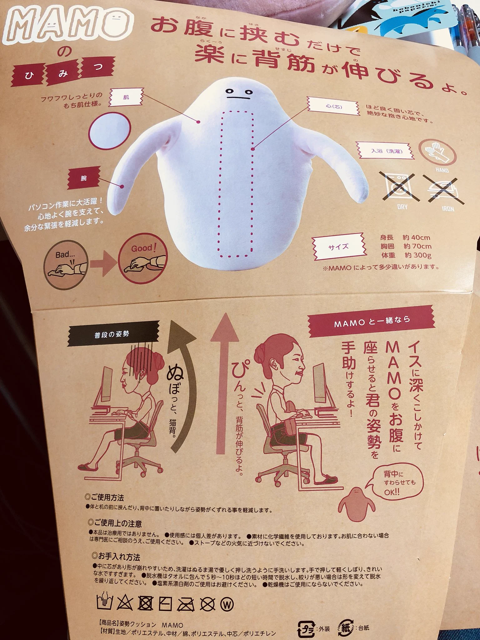 姿勢が悪い人必見！デスクに座る時に補助してくれる可愛いクッションがこちらw