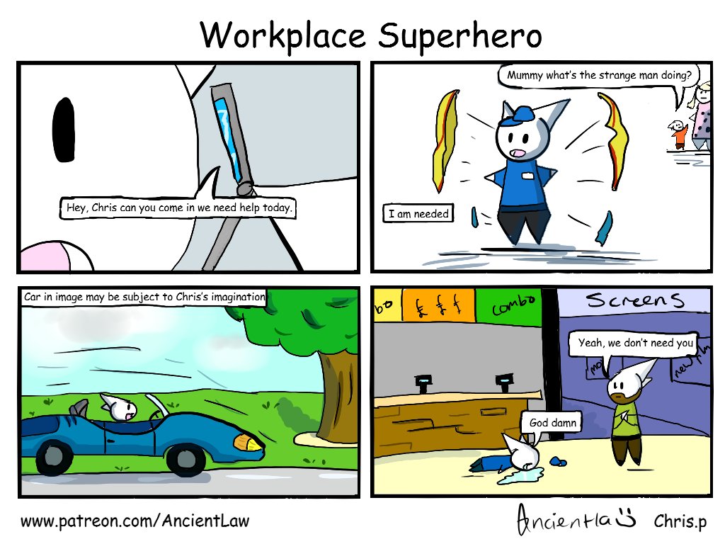 ancientlawcdp's tweet photo. when i can finally do that extra shift i wanted #webcomic #webcomics #life #work #fastcar #dissapointed #superhero https://t.co/02fcxLqRKo