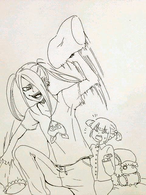 昔の絵。リューディアセット。2枚目はツインテールの日の絵だそうです。 
