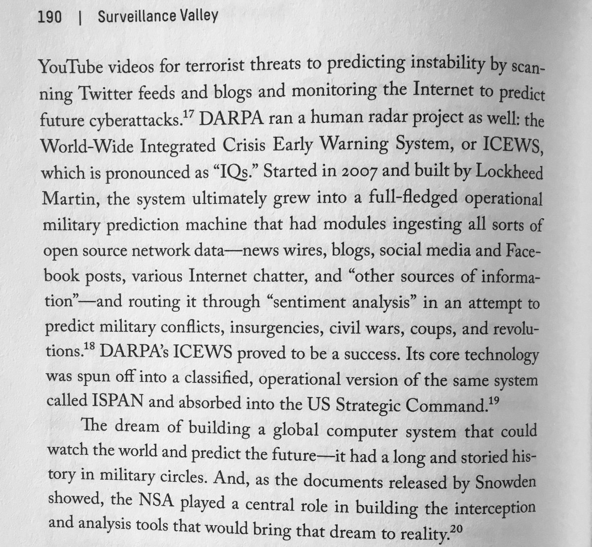 Remember, the internet was designed by the Pentagon in the 1960s to be a info-weapon — a weapon of surveillance, influence and control. And it continues to be that today. From Surveillance Valley... https://surveillancevalley.com/buy&nbsp;