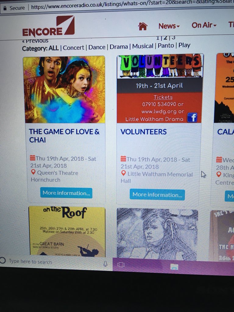 WalthamDrama's tweet image. Volunteers is featured on Encore Radio website!! Get your tickets @EncoreRadioUK thank you!! #springplay #lwdg