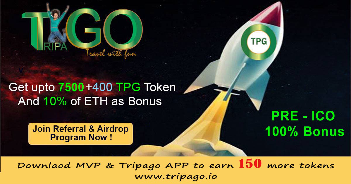 Join #referral &amp; #bounty from #Tripago..as we running a Referral campaign..to earn #TPG and #ETH for subscriber...For more info visit: tripago.io/referral
Claim your free #TPG token now !!
#Tripago #TPG #travel #blockchain #airdrop #bounty