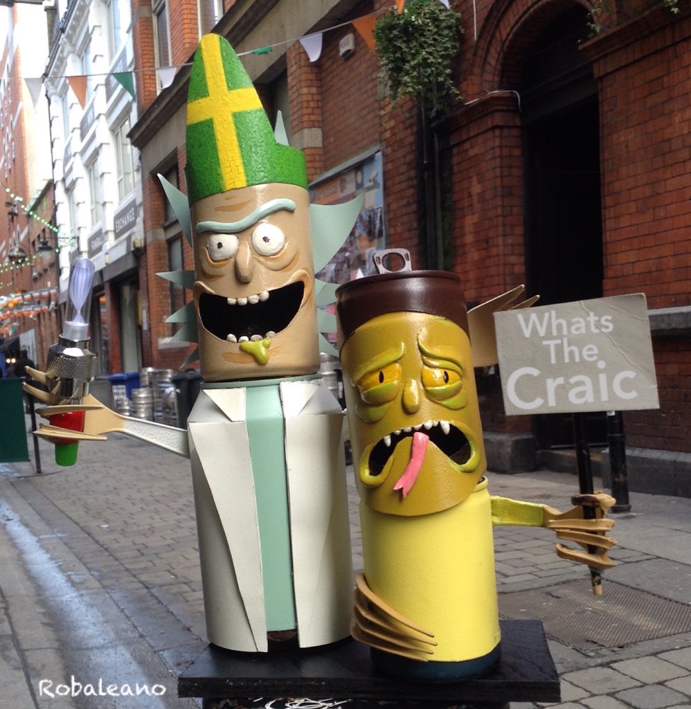 Robaleano's tweet photo. ☘Happy Paddys day☘ :St. PatRICK and Morty 🍻 #StPaddysDay #SixNations #PaddysDay #rickandmorty #beercan #beeroclock #sixnations2018 #ireland #patricksday #dublin #StPatrickDay #recycledart https://t.co/RKfudb79IB https://t.co/M6pJqt5D4z