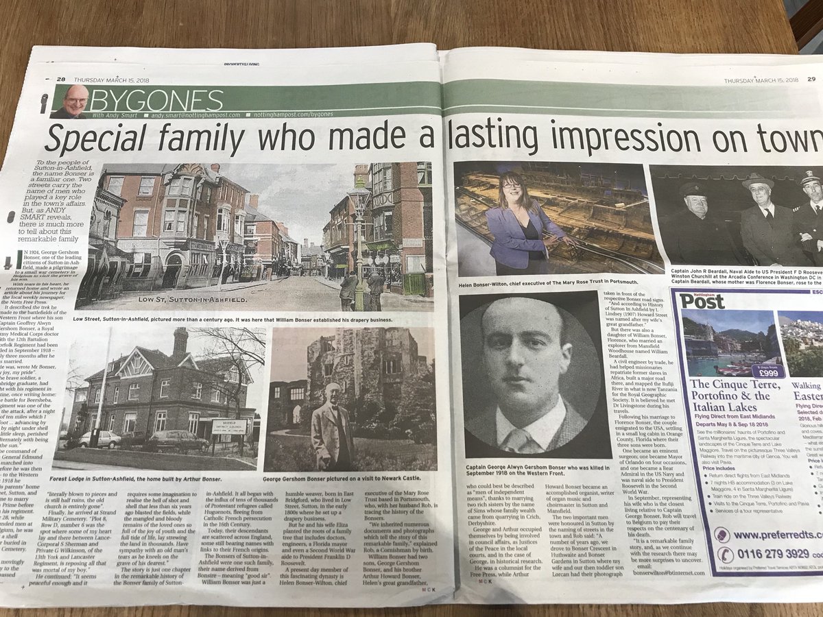 HBW_LeedsCastle's tweet photo. While I have been busy with @MaryRoseMuseum this week, @RobB_W1 has been busy publishing article @NottinghamPost about #Bonser family. My illustrious predecessors include Rear Admiral John Beardall, Naval Aide to President Roosevelt during WW2 https://t.co/AVeqlSGff6
