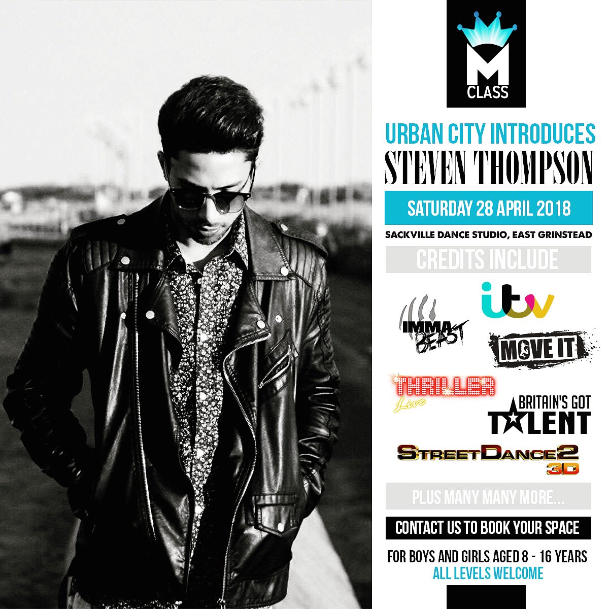 urbancitydance's tweet photo. East Grinstead are you ready for another EPIC masterclass. This time we will be opening our studios doors to STEVEN THOMPSON! Open to boys and girls aged between 8-18years... All levels welcome! #JoinTheMovement https://t.co/Axj7ebIWIJ