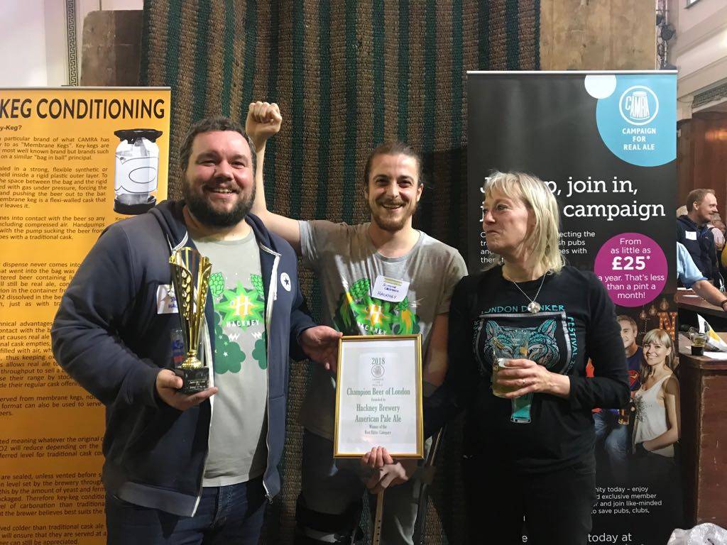 HackneyBrewery's tweet photo. We were ever so thrilled to be awarded #ChampionBeerofLondon for our APA at the last ever @LDbeerfest during the week. We're still pinching ourselves! Thank you to everyone for their congratulations and support. https://t.co/YtVR0c1k5t