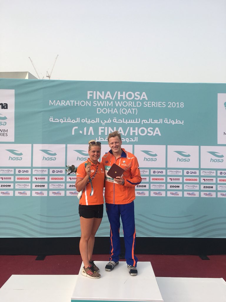 thijshagelstein's tweet photo. Na #rio2016 weer dubbele winst voor deze toppers bij de eerste 10K Wold Cup Open Water Zwemmen in Doha. #dubbledutch #knzbned #teamnl #FINAHOSAMarathon2018 https://t.co/P8iTVRdOM0