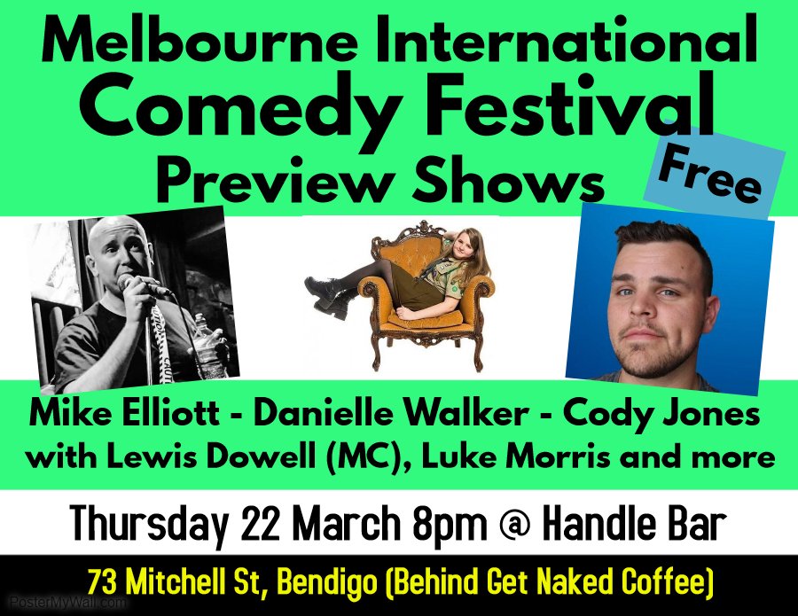 BendigoComFest's tweet photo. March 22 Thursday – Handle Bar Comedy https://t.co/AfrWpoHhcw https://t.co/RIRDoR6mCO