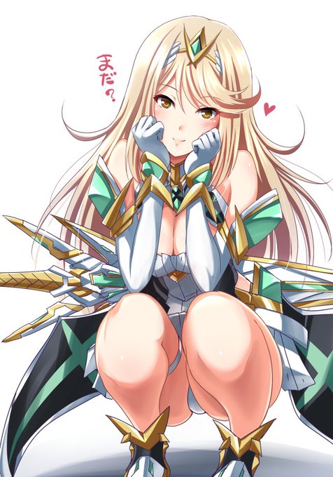 ゼノブレ2をプレイ中。プレイを止めてるとちょこんと座って再開を待つヒカリちゃんがエロ可愛いので描いておく #ゼノブレイド2 