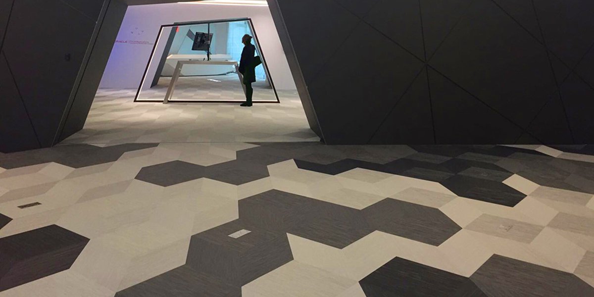 Chromachat's tweet image. Shapes by Fitnice create depth and movement. Floors that say much more when clever designers twist and turn rectangles, diamonds and hexagons to symbolise structure, stability and strength. Let floors say more with Shapes by Fitnice. Call Chroma Global on 0207 251 6996 🤗