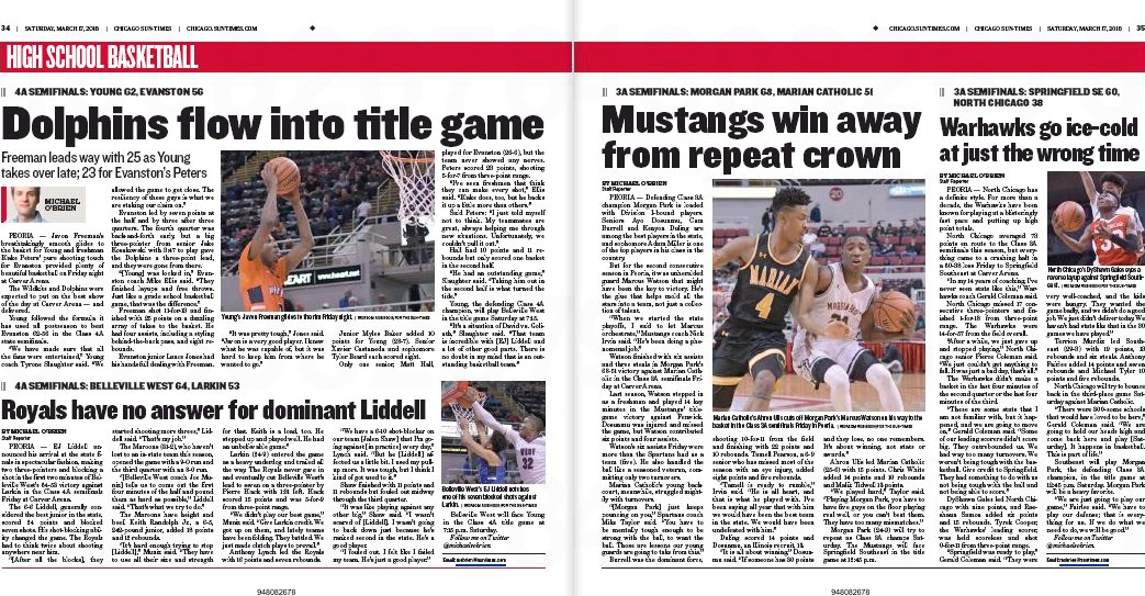 michaelsobrien's tweet image. Please support high school sports coverage in Chicago. Consider buying a Sun-Times today. Three pages of state finals stories. 

We aren't a trendy startup with a Kickstarter, but we're an independent newspaper and the last outlet in town still regularly covering Chicago kids.