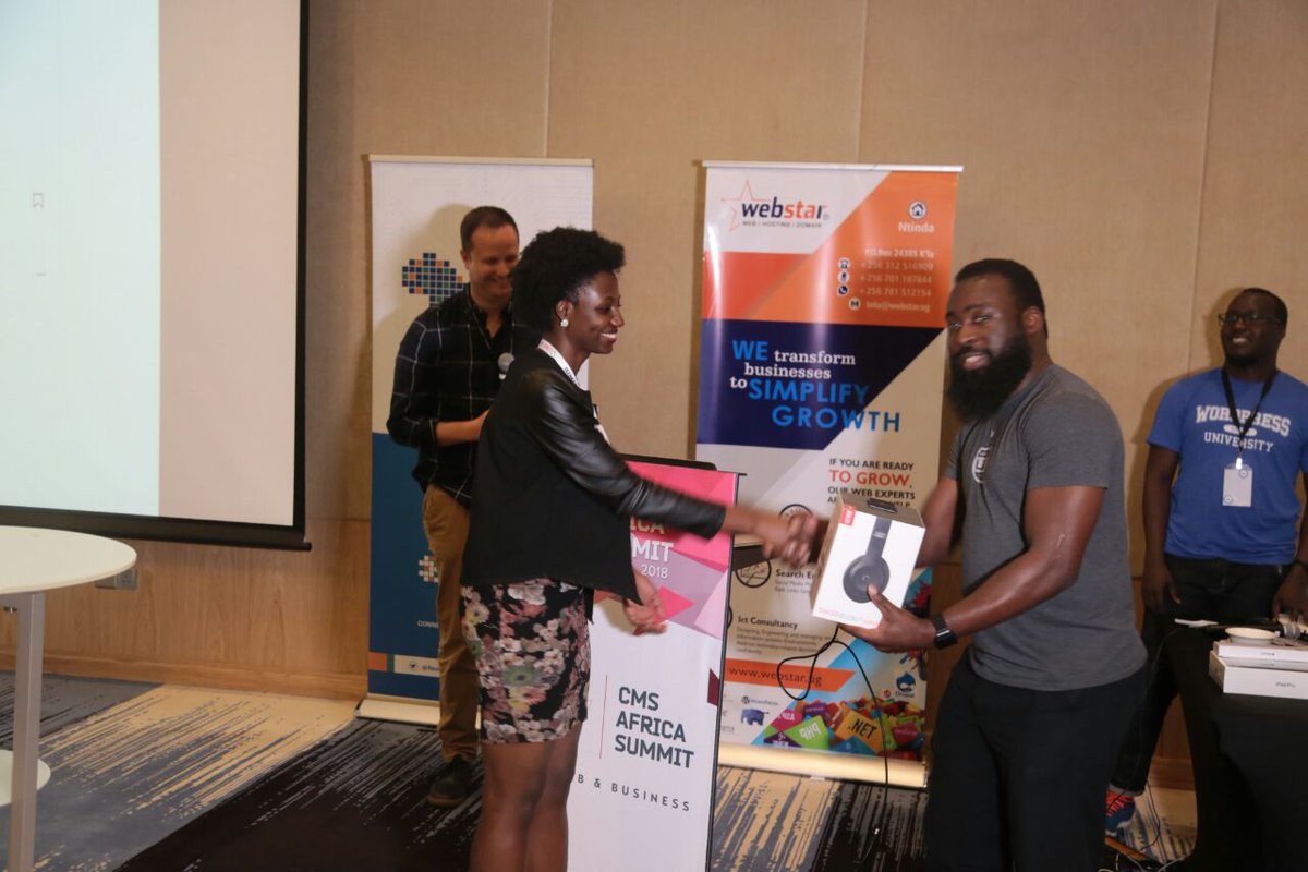 startupcompound's tweet photo. Winners of #wordpressselfie at @africaCMS @automattic #WordPress #CMSafrica18 #CMSAfrica2018 https://t.co/l8Da8MtmUK