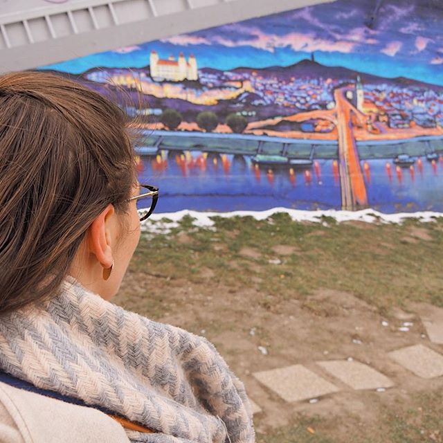 VintasticWorld's tweet photo. #instathrowback _ _ _ I found a beautiful colorful piece of #streetart below the UFO tower in #Bratislava. They painted the view from above the tower on the wall.
.
.
.
#ufotower #bratislavacastle #slovakia #weekendtrip #wochenendausflug https://t.co/fVoMlDvPse https://t.co/neR6dWsofa