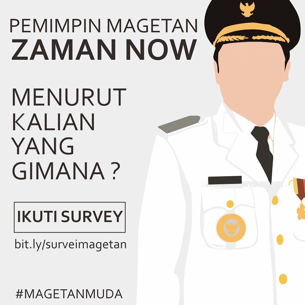 Pmimpin Magetan ZamanNow itu spt apa? Ikuti surveinya yuk di bit.ly/surveimagetan <a href="/kotamagetan_/">#AkuCahMagetan</a> <a href="/anakmudamagetan/">Anak Muda #Magetan</a>