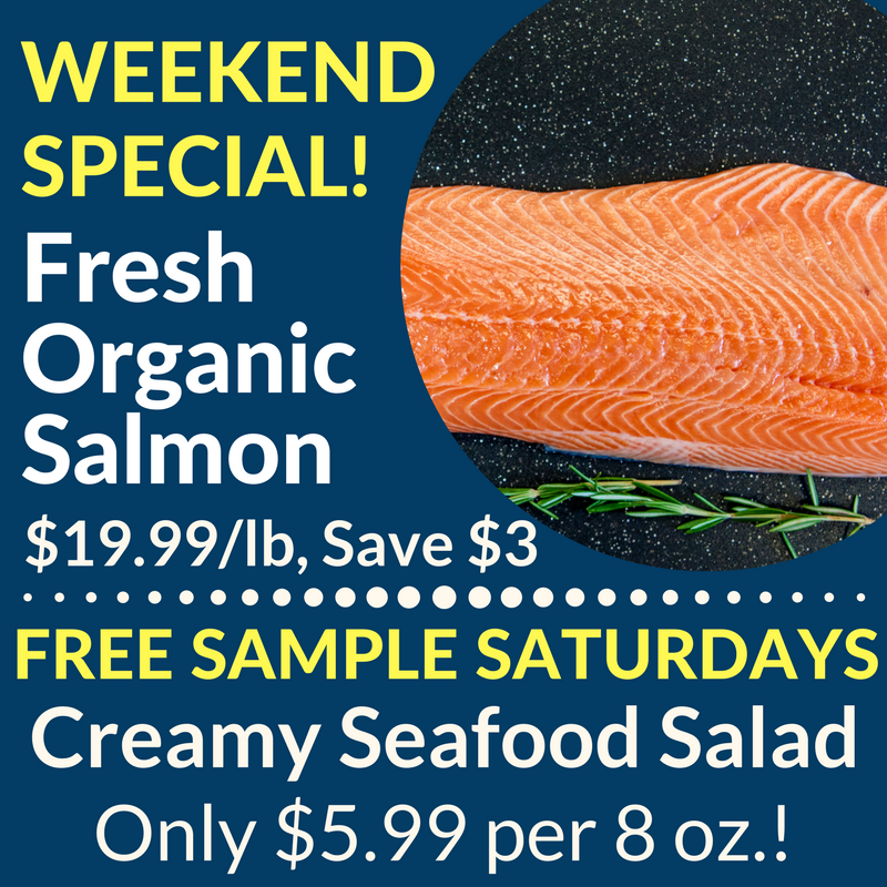 CaudlesCatch's tweet photo. Our #WeekendSpecial is #Fresh #Irish #OrganicSalmon for only $19.99/lb, Save $3!
#FreeSampleSaturdays are here with Creamy Seafood Salad for 5.99/per 8 oz. at @VSM_market , @VincenzosTweet, @stjacobsmarket,#KitchenerFarmersMarket, #CambridgeFarmersMarket & Superstore locations! https://t.co/hl2cW2bQ8e