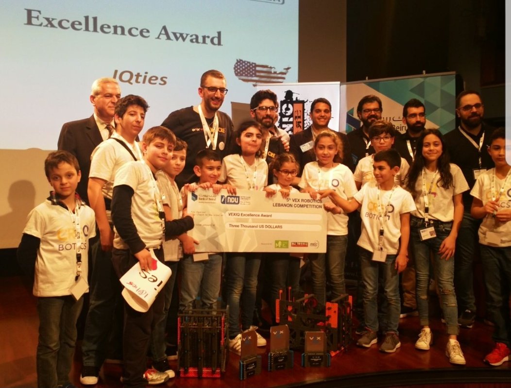 SandraKlat's tweet photo. Couldn't be prouder! My son's team won the 5th national VEX Robotics competition in Lebanon! Well done to the best coach &amp; best club #creoscendo &amp; best team, my son beeing the youngest of all! #nduvex2018 #proudmom #Robotics #robotique https://t.co/25wNNEfmbQ