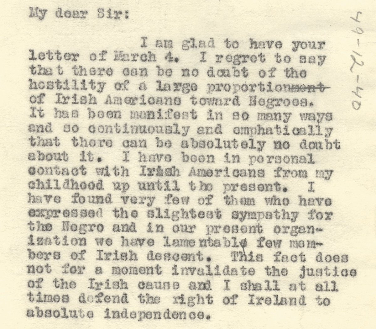 Later, DuBois wrote that Irish American anti-Blackness has “been manifest in so many ways and so continuously and emphatically that there can be absolutely no doubt about it.”  http://bit.ly/2FYuaAV 