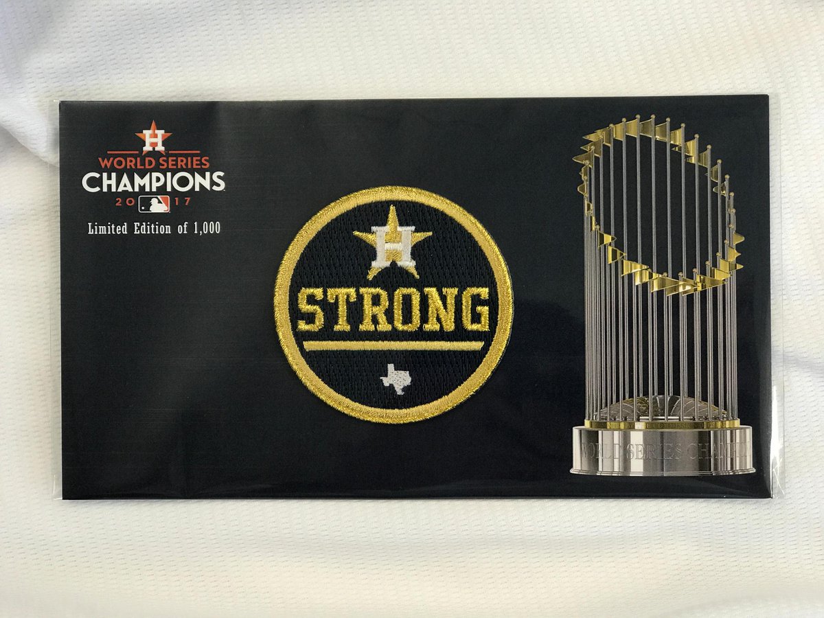 astros's tweet photo. Get this exclusive gold #HStrong patch free with purchase of any gold cap *and* jersey, only at the #Astros Team Store.
More info: https://t.co/F0td2358MV https://t.co/c3ZoYere2T