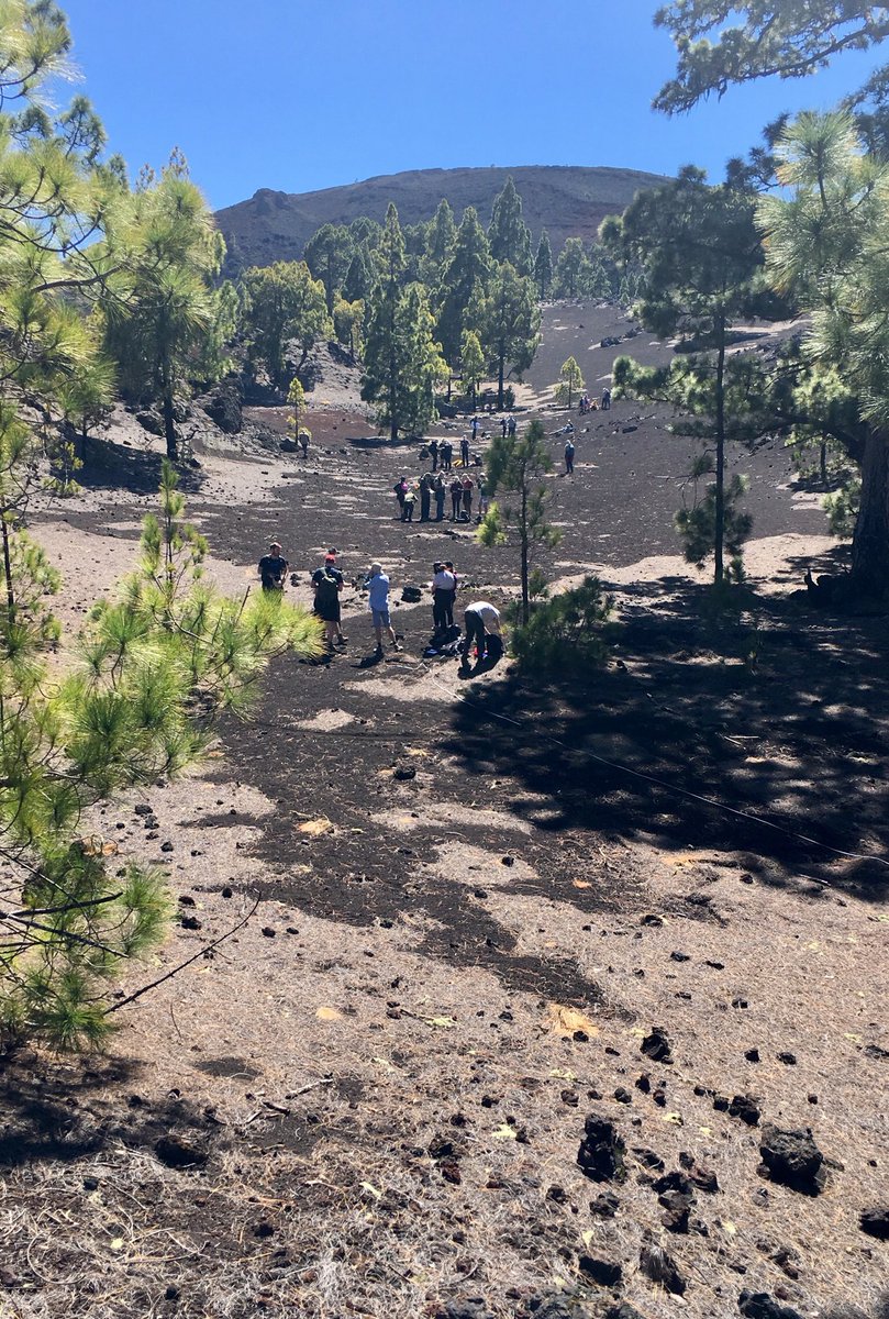 StuartMcLelland's tweet image. Measuring #lapilli &amp;amp; #bombs on Montana Negra with #Teide in the background. Great day and hard working students. 
#Tenerife18 #GEESonTour