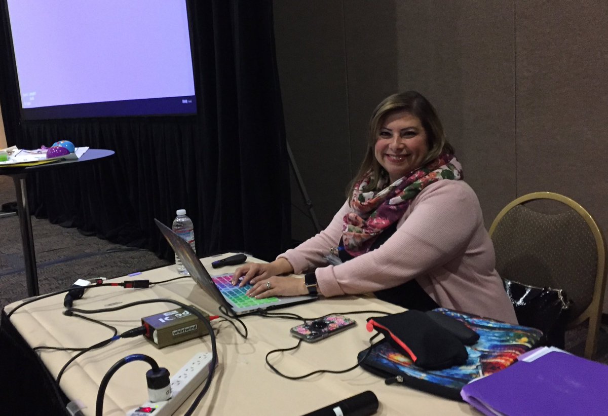 jmartinez727's tweet photo. Woo-hoo @ntdelgadillo is just about ready for her preso. Come out to Primrose C to catch her awesomeness! #RUSDCUE #CUE18 @RowlandSchools https://t.co/jEBDSkxGsj