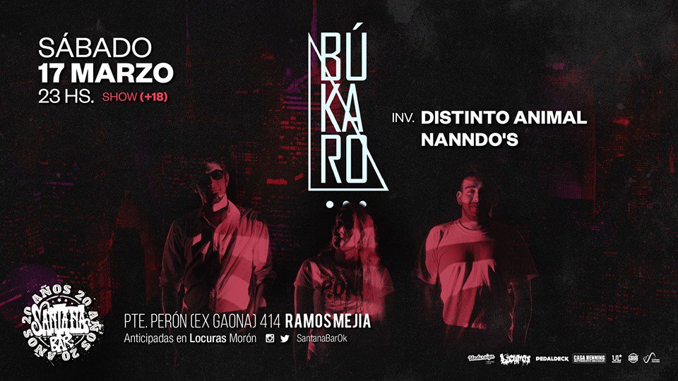 HOY‼️
BÚKARO + DISTINTO ANIMAL + NANNDO'S
En <a href="/SantanaBarOK/">Santana Bar</a> #RamosMejía
23hs
cartelerarock.com.ar/evento/bukaro-…