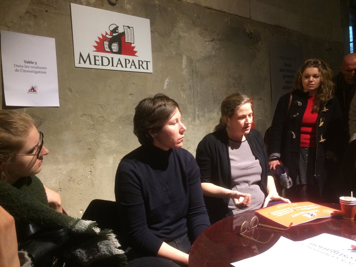 DUPONTPI's tweet photo. Comment enquêter sur #violences sexuelles : complexité d'enquête et omerta de l'assemblée nationale à la rue. Débat animé par des journalistes engagées créatrices du #machoscope @marineturchi @LenaBred @media https://t.co/04eeYeQ3li