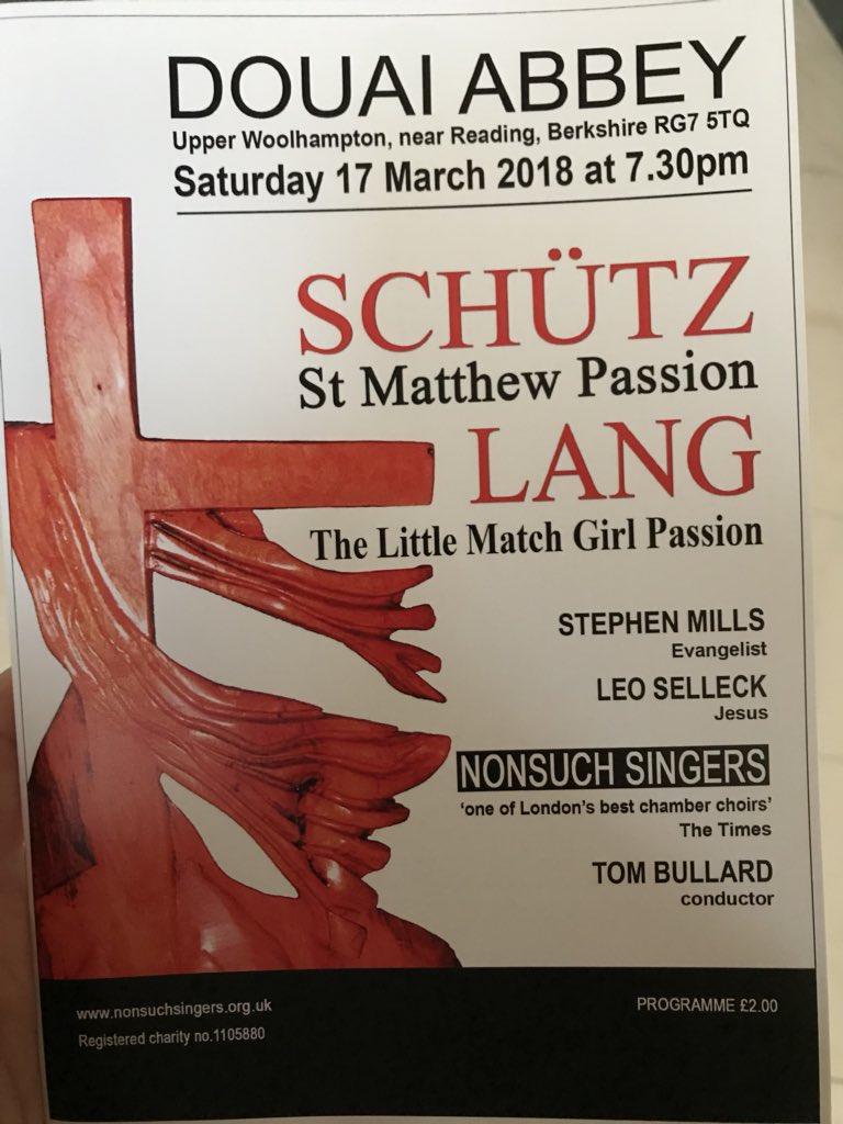 Tonight I’ll be singing as the Evangelist in Schütz St. Matthew Passion with the Nonsuch Singers in this beautiful building. If you happy to be in Berkshire area do come along!