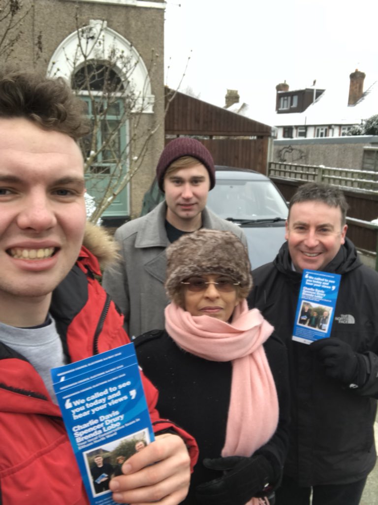 Top effort from @GreenwichTories teams out today in the snow! #Greenwich #Eltham #Blackheath #NewEltham #ListeningToLondon @ToryCanvass
