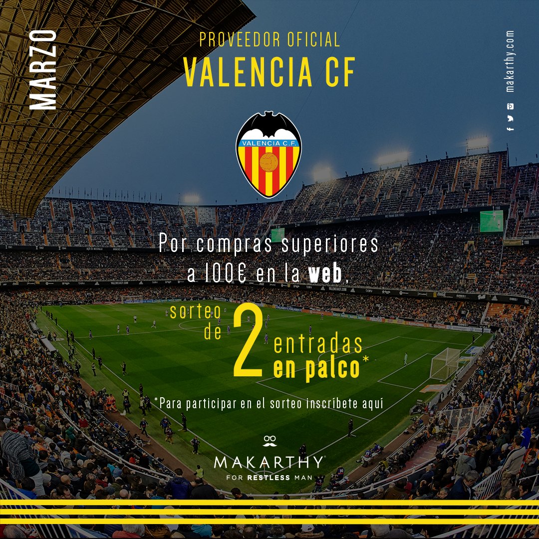 makarthycc's tweet photo. Este súper regalo es para ti, Restless Man. ⚽🎟️  -Valencia C.F vs RCD Espanyol  👉https://t.co/anxJyW6BeL 
El 5 de abril sabremos el ganador*

https://t.co/OM8izKMcaC  | #Moda #ForRestlessman #FelizSabado  
*Consulta condiciones en la página de inscripción del sorteo. https://t.co/9G13GkET93