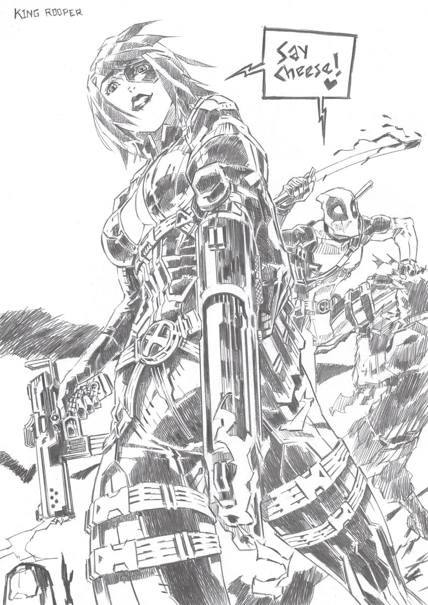 Domino (and photo bombing Deadpool) I think I really like this one a lot!

#Domino #Deadpool #MarvelComics #FanArt #Handgun #SubmachineGun #Katana #TheMercWithTheMouth 
#PencilDrawings #ManualArt #DeadpoolMovie 