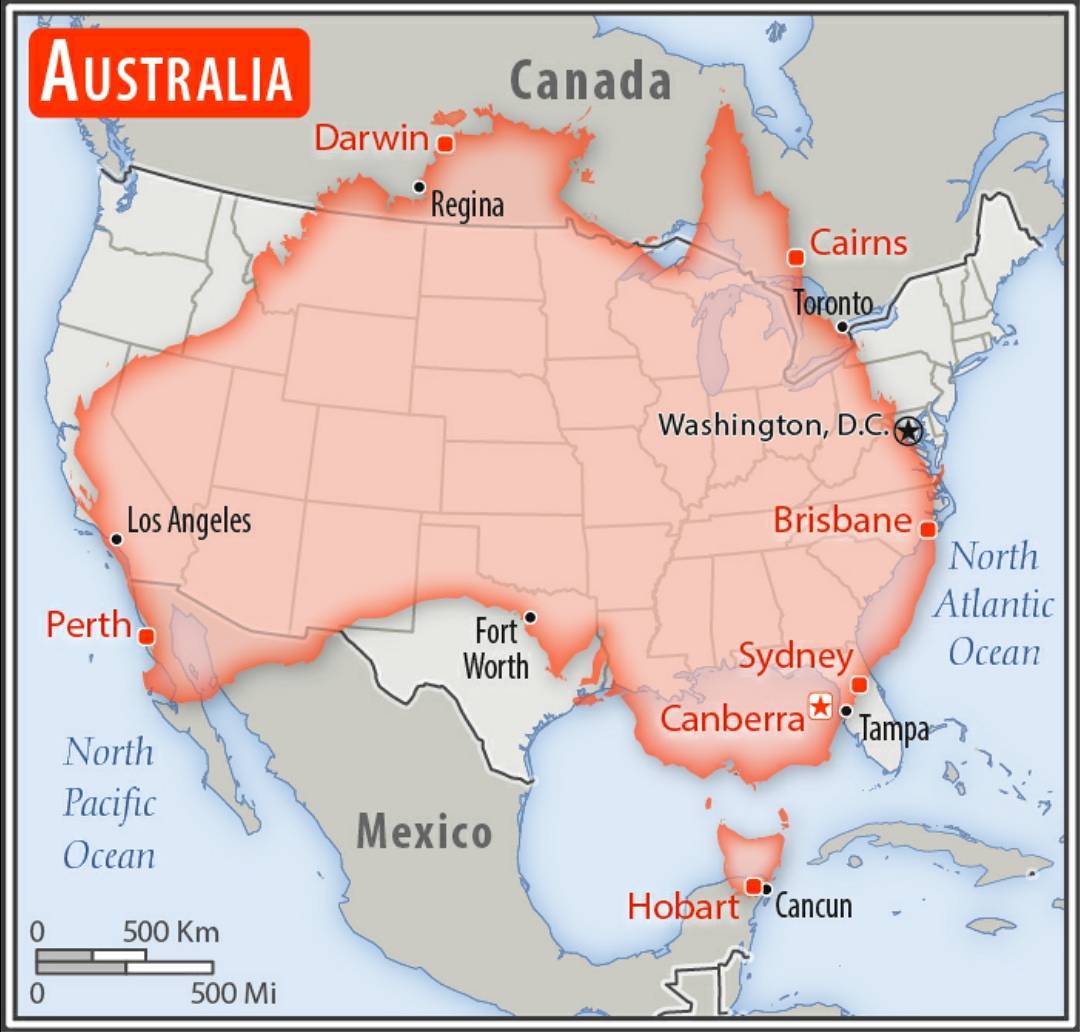 MapScaping on Twitter: "Size Comparison between Australia and the