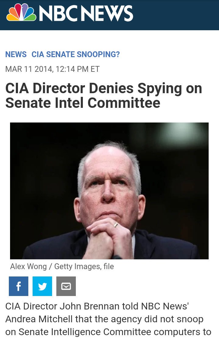 FarLeftWatch's tweet photo. I wonder if the 40K people who retweeted this know that Brennan lied on numerous occasions about using the CIA to spy on members of the Senate Intelligence Committee? https://t.co/tn9lFBk58D