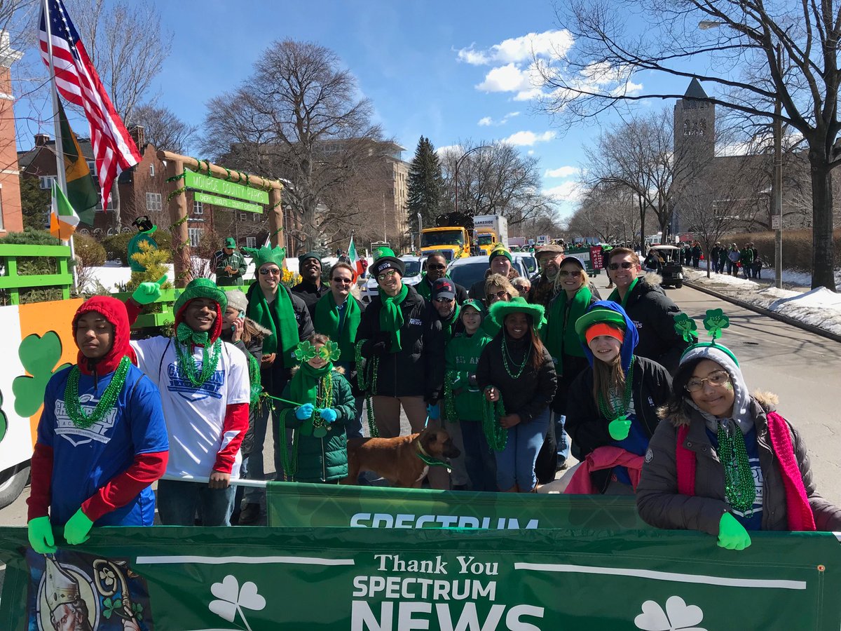 EdButtaccio's tweet photo. @SPECNewsROC crew in the St. Patrick’s Day #rocparade2018 Parade coming your way in a few minutes!! 🌈☘️👍🏼 https://t.co/yJZd14oVOQ