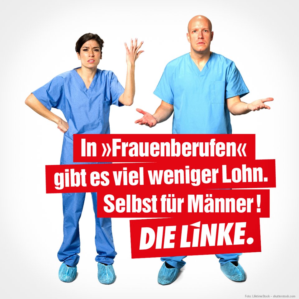 dieLinke's tweet photo. Ist weibliche Arbeit weniger wert? Frauen bekommen 21 Prozent weniger Lohn, denn Berufe, in denen viel mehr Frauen als Männer arbeiten, werden schlechter bezahlt als „Männerberufe“. Wir fordern gleiche Bezahlung für gleichwertige Arbeit!
#EqualPayDay #EqualPay #Equal2018 https://t.co/5SjaHEeBJN