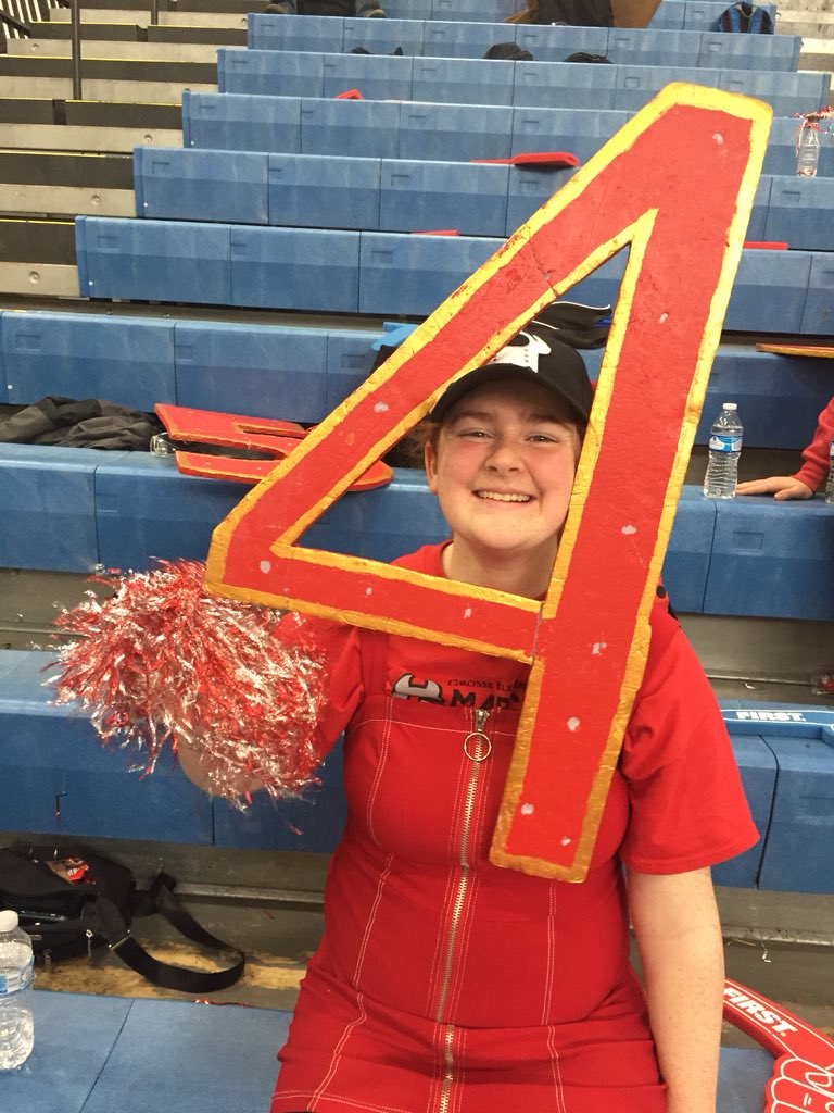 Ginn is rooting “4” Team 5498 at the FRC district competition at Lincoln High School!